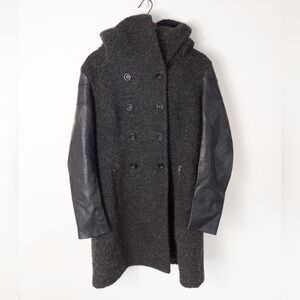 Only Lisa Boucle Wool Coat Gray Black Size Large